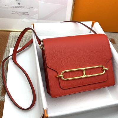 一比一HERMES roulis 19CM心紅蜜蠟手工製作肩背包女