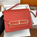 一比一HERMES roulis 19CM心紅蜜蠟手工製作肩背包女