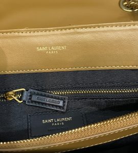 超A貨YSL聖羅蘭包包 loulou中型絎縫皮革手袋 鏈條包Y形挎包 棕色
