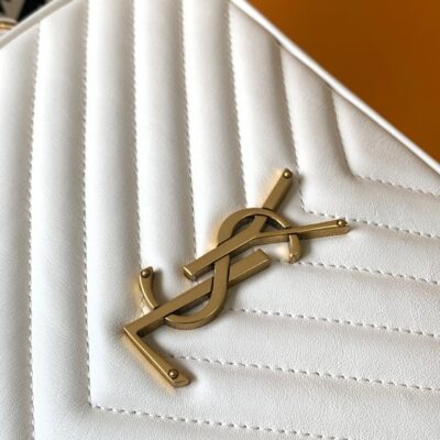 超A貨YSL聖羅蘭包包 lou絎縫皮革相機袋 Saint Laurent Monogram肩背袋 米白色