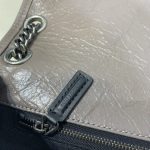 復刻YSL聖羅蘭包包 niki復古皮革中型手袋 V紋縫線 油蠟牛皮 灰棕色