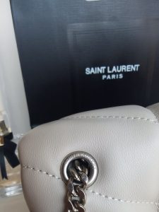 高仿YSL聖羅蘭包包 LOULOU PUFFER 迷你絎縫小羊皮包 小型絎縫皮革手袋 白色銀扣