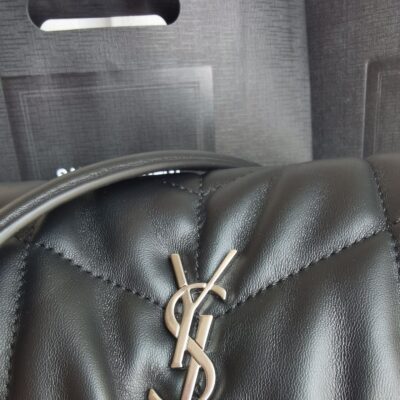 高仿YSL聖羅蘭包包 LOULOU PUFFER 迷你絎縫小羊皮包 小型絎縫皮革手袋 黑色銀扣
