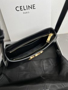 Celine賽琳高仿復刻原單包包 CELINE 2024 TILLY中號亮澤牛皮革手袋 黑色
