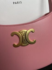 Celine賽琳高仿復刻原單包包 CELINE 2024 TILLY中號亮澤牛皮革手袋粉紅色