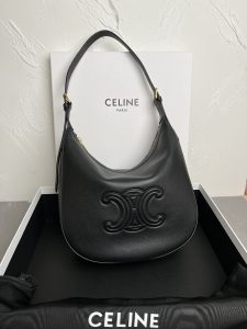A貨名牌包Celine賽琳 HELOISE CUIR TRIOMPHE 柔軟牛皮革手袋單肩包 黑色