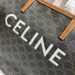 高仿復刻Celine賽琳包 標誌印花 TRIOMPHE COUFFIN扇子包 超大手袋 深棕色