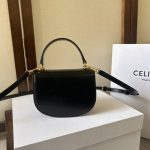 A貨包復刻Celine賽琳包 亮面牛皮革迷你型BESACE CLEA手袋Mini Besace凱旋門包黑