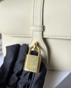 Celine賽琳包高仿包包 TABOU迷你光滑牛皮革手袋 鎖頭肩帶手提包 黄色