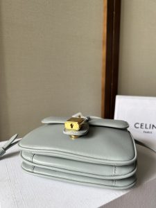 Celine賽琳包高仿包包 TABOU迷你光滑牛皮革手袋 鎖頭肩帶手提包 浅蓝