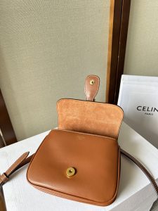 Celine賽琳包高仿包包 TABOU迷你光滑牛皮革手袋 鎖頭肩帶手提包 棕色