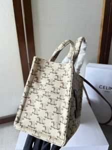 Celine賽琳原單包包 TRIOMPHE帆布標誌印花布料及小牛皮小型Cabas Thais手袋