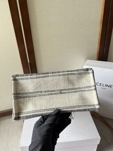 Celine賽琳原單包包 TRIOMPHE帆布 提花條紋布料及小牛皮小型Cabas Thais手袋