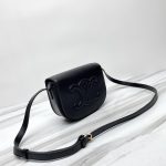 高仿原單Celine賽琳包包 光滑牛皮革FOLCO CUIR TRIOMPHE手袋 黑色