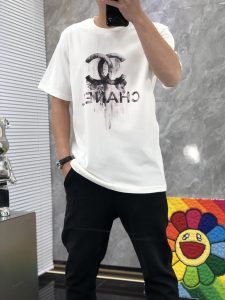 頂級高仿2024新款香奈兒情侶款圓領短袖T恤 白色