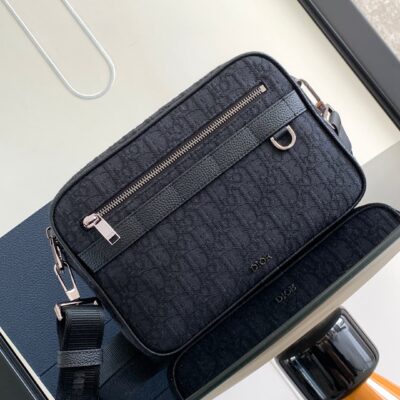 經典黑色高仿迪奧尼龍提花肩帶手提包單肩包斜挎包新品