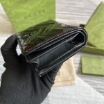 GucciA貨之家466492女士對折錢包小錢包黑色