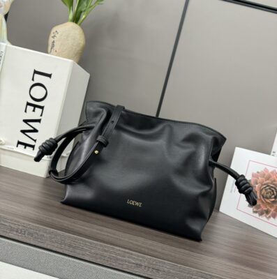 loewe羅意威頂級高仿超A貨 納帕牛皮革Flamenco 福袋手拿包黑色