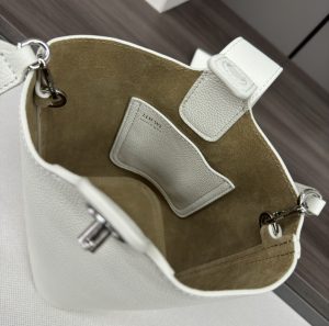 loewe羅意威高仿複刻包包 mini柔軟牛皮革Pebble Bucket水桶包 米白荔紋