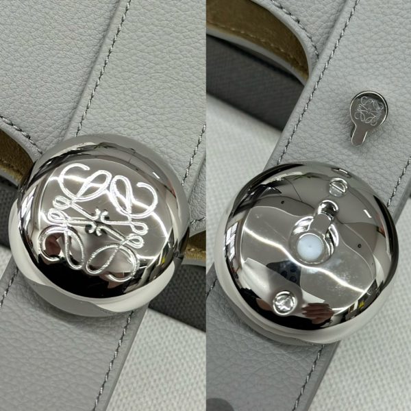 loewe羅意威高仿複刻包包 mini柔軟牛皮革Pebble Bucket水桶包瀝青灰/荔