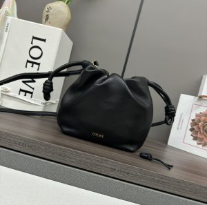 loewe羅意威超A貨手拿包 新款迷你納帕羊皮革 Flamenco Purse 手拿包 黑色