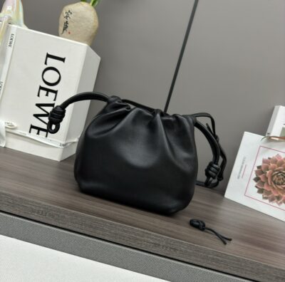loewe羅意威超A貨手拿包 新款迷你納帕羊皮革 Flamenco Purse 手拿包 黑色