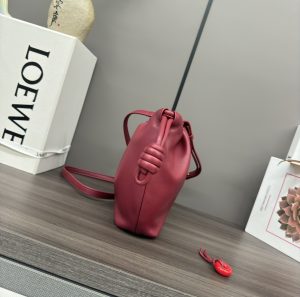 loewe羅意威超A貨手拿包 新款迷你納帕羊皮革 Flamenco Purse 手拿包深磚紅