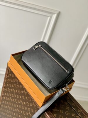 M51726水波黑紋Pochette Kasai lv原單手拿包方形錢包真皮