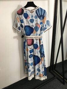 定制復刻熱氣球logo真絲混紡短袖連衣裙 女裝 高仿LV
