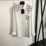 LV新品原單高仿 燙鑽字母男女同款長袖襯衣
