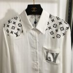 LV新品原單高仿 燙鑽字母男女同款長袖襯衣