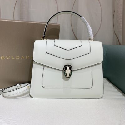BVLGARI寶格麗高仿包包 Serpenti Forever手提包斜揹包 中號白色