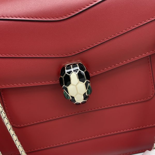 BVLGARI寶格麗複刻包包 Serpenti Forever 中型肩背包手袋 酒紅