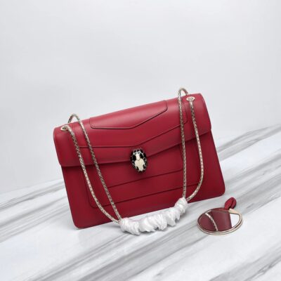 BVLGARI寶格麗複刻包包 Serpenti Forever 中型肩背包手袋 酒紅