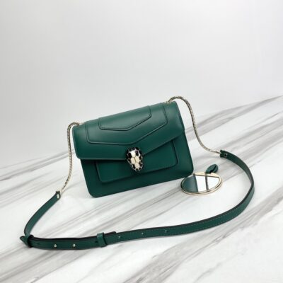一比一高仿BVLGARI寶格麗包 Serpenti Forever 鏈帶皮夾手袋斜揹包 緑色