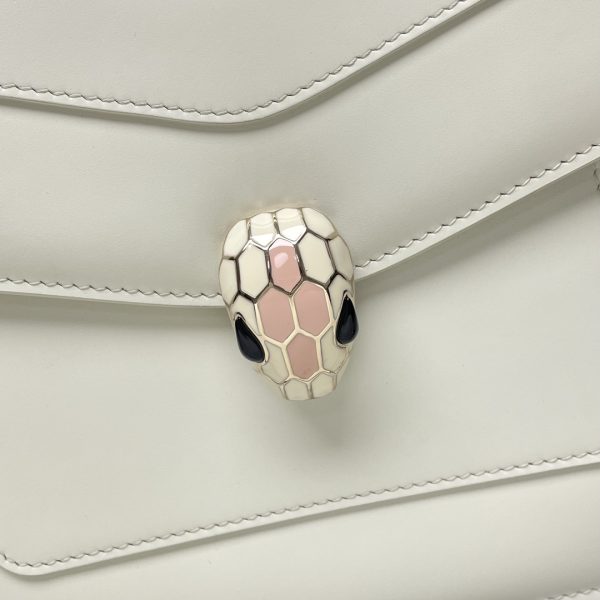 一比一高仿BVLGARI寶格麗 Serpenti Forever 中型手提包斜揹包手袋 白色