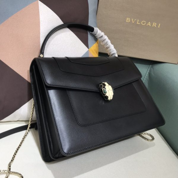 一比一複刻BVLGARI寶格麗 Serpenti Forever 大號手提包斜揹包 黑色