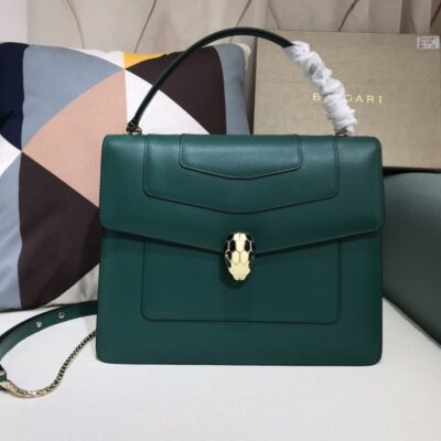 一比一複刻BVLGARI寶格麗 Serpenti Forever 大號手提包斜揹包 緑色