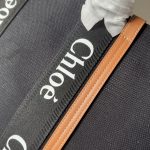 複刻奢侈包Chloe蔻依 Chloé標識亞麻帆布 Woody大號托特包 黑色