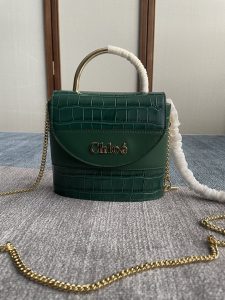 高仿包包Chloe蔻依 鱷魚壓紋 ABY LOCK手袋 鏈條鎖頭包 緑色