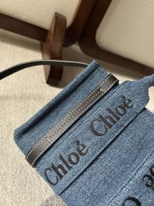 原單高仿Chloe蔻依名牌包 牛仔布Chloé Woody Tote Bag mini號托特包