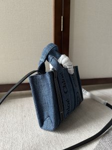 原單高仿Chloe蔻依名牌包 牛仔布Chloé Woody Tote Bag mini號托特包