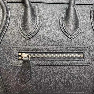一比一複刻Celine賽琳手提包 敲打小牛皮小巧型Luggage micro手袋 笑臉包 黑