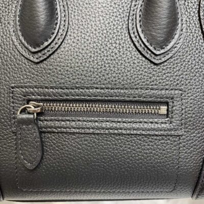 一比一複刻Celine賽琳手提包 敲打小牛皮袖珍型Luggage nano手袋 笑臉包 黑