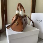 1比1高仿名牌包Celine賽琳 凱旋門光滑牛皮CUIR TRIOMPHE小型波士頓手袋 棕色