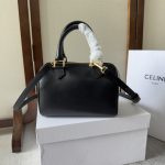 1比1高仿名牌包Celine賽琳 凱旋門光滑牛皮CUIR TRIOMPHE小型波士頓手袋 黑色