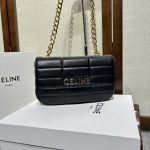 複刻名牌包Celine賽琳 MATELASSE MONOCHROME 絎縫羊皮革鏈條肩揹包飾鍊掛肩袋 黑金