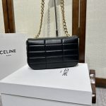 複刻名牌包Celine賽琳 MATELASSE MONOCHROME 絎縫羊皮革鏈條肩揹包飾鍊掛肩袋 黑金