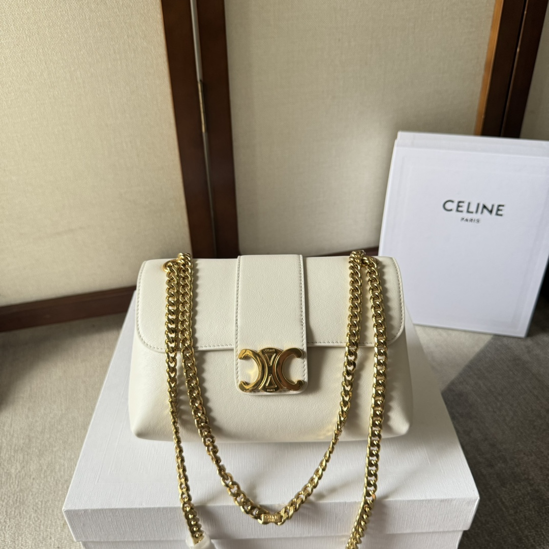 celine202404090200006.jpg 1比1高仿名牌包Celine賽琳 2024新柔軟牛皮革TEEN CELINE VICTOIRE手袋 白色