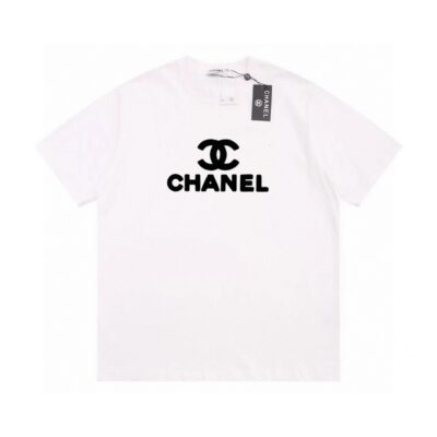 香奈兒Chanel頂級高仿限定植絨logo短袖T恤